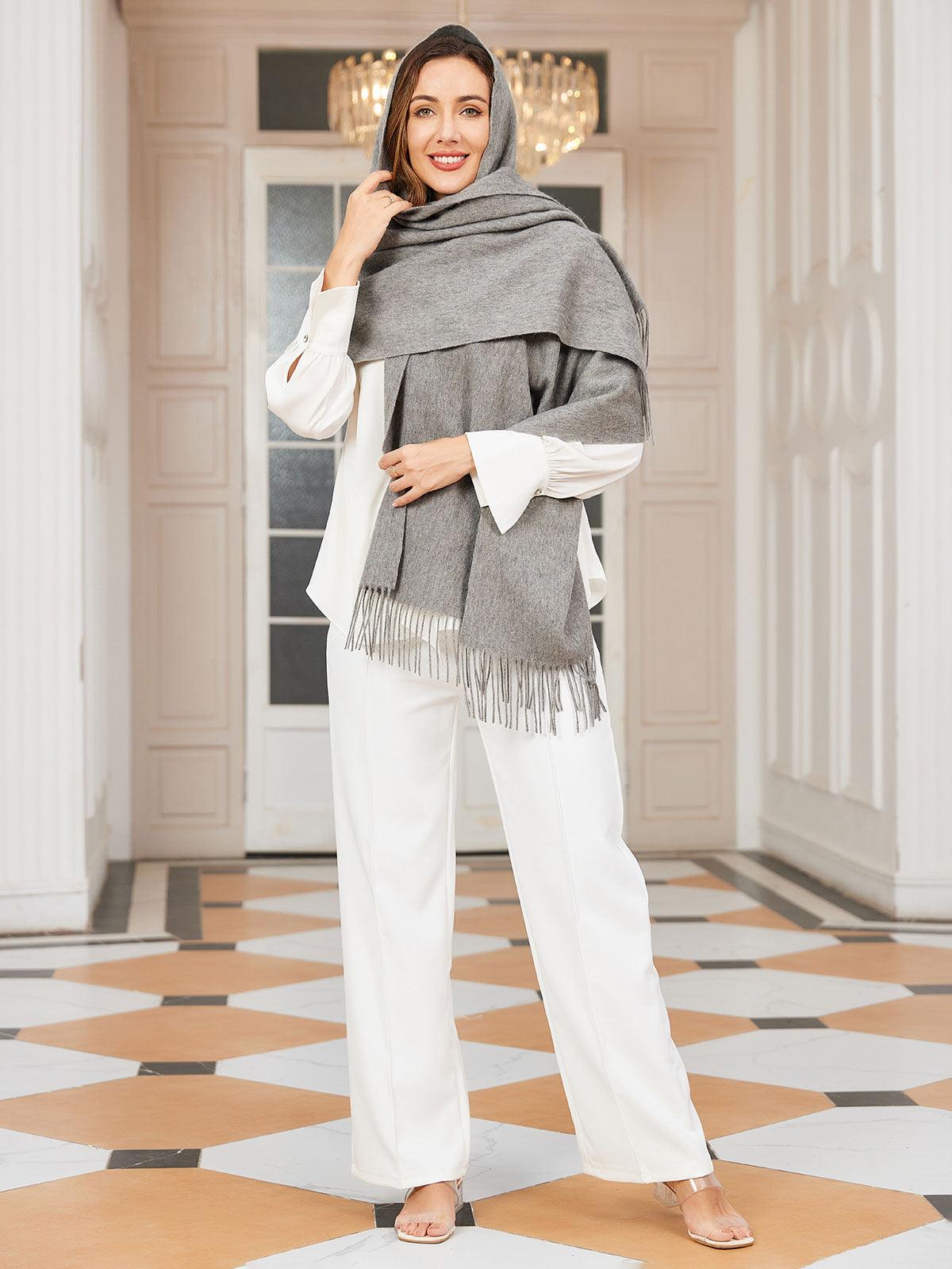 [Gray] SilkSilky-AU Wool Scarf 002