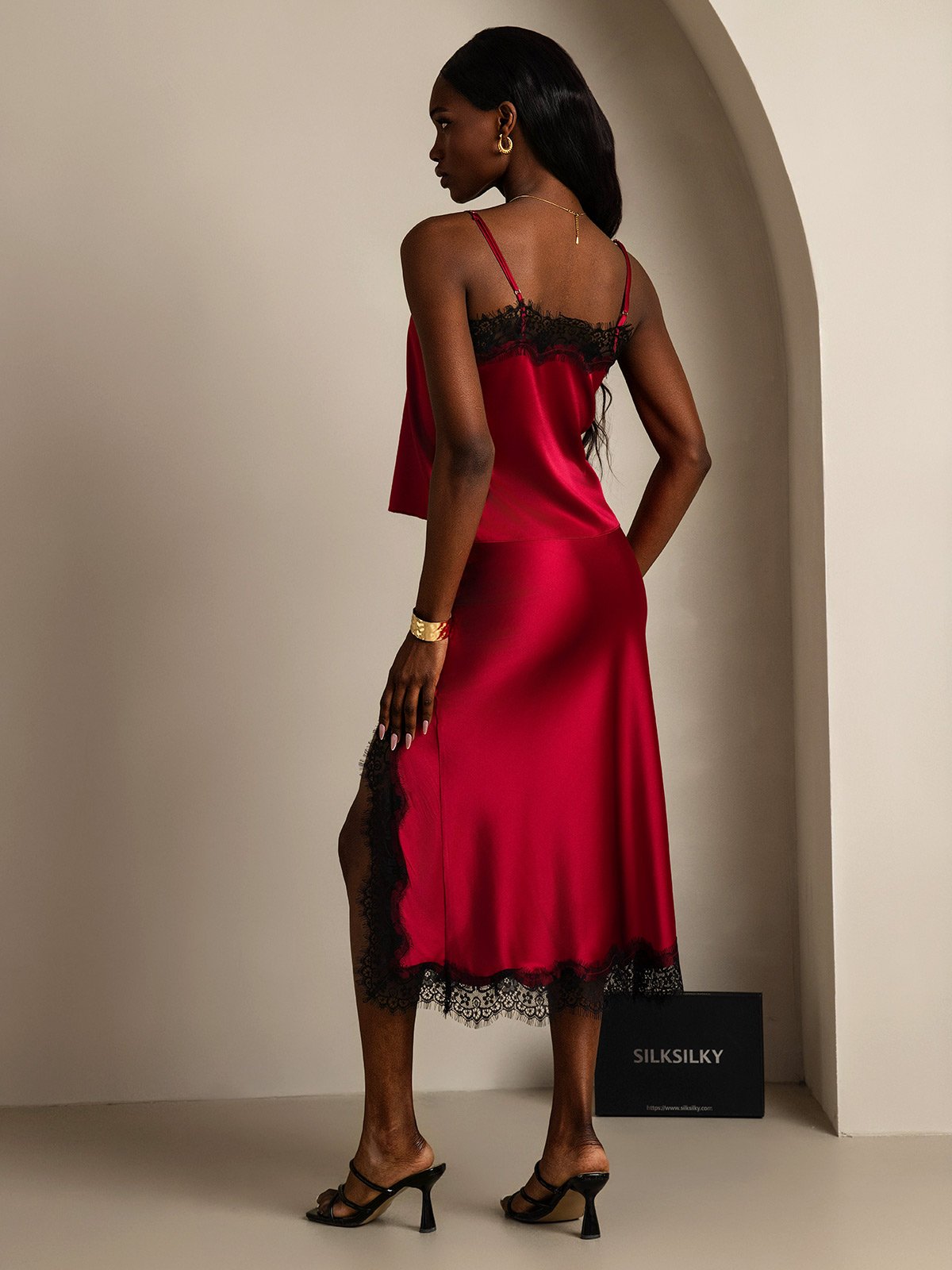 SilkSilky-AU 19Momme Silk Camisole Set Wine 004