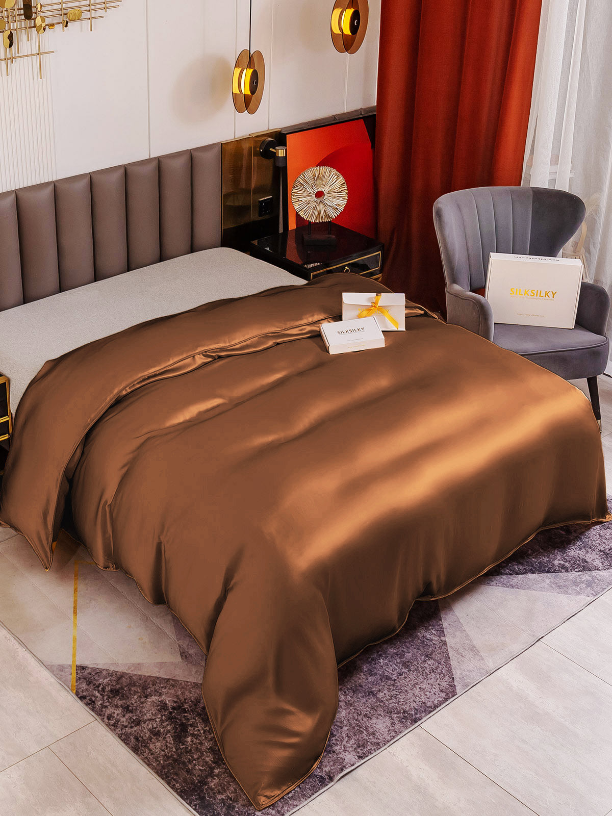 SilkSilky AU 19Momme Pure Silk Duvet Cover Coffee 001