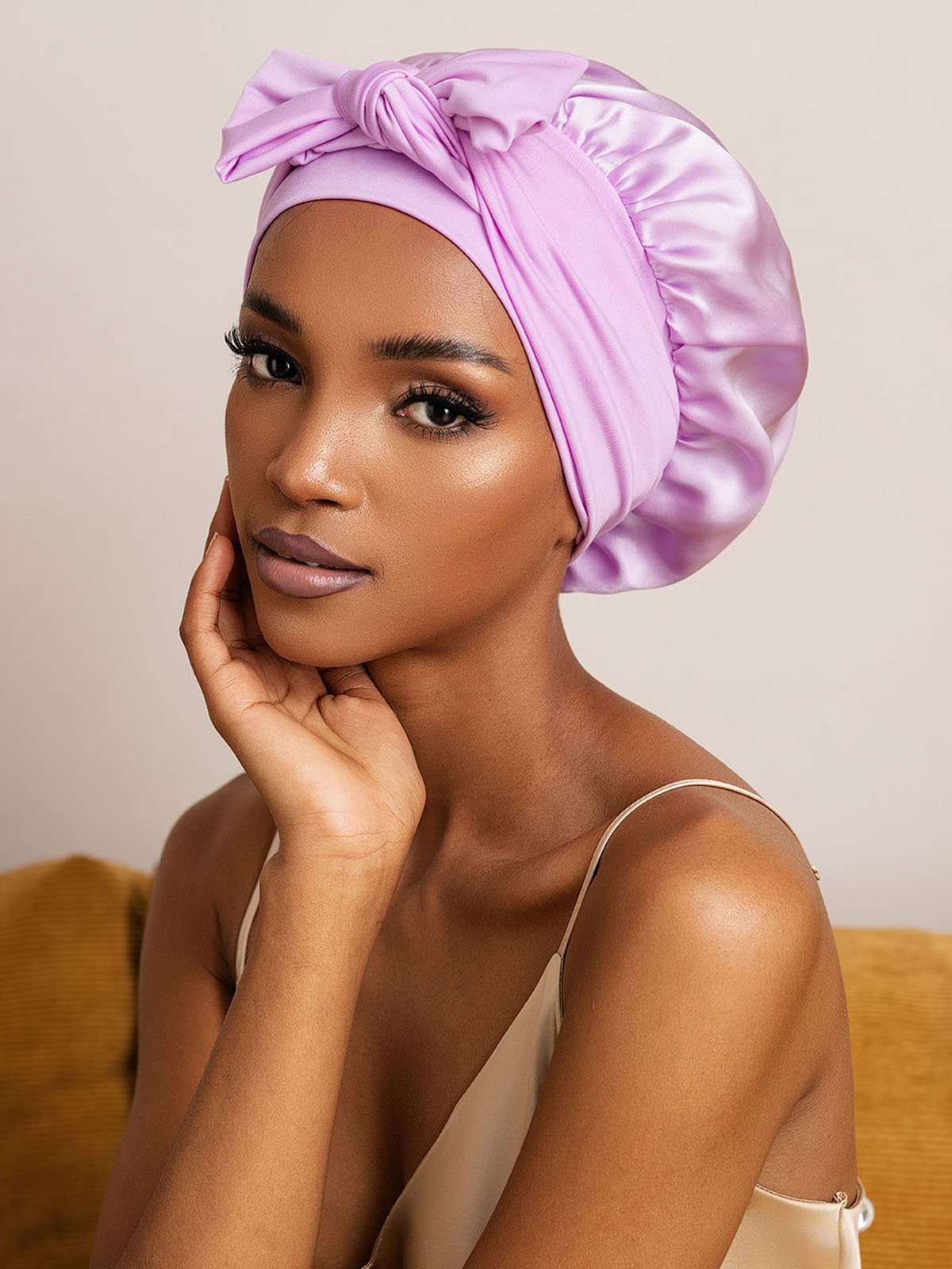 SilkSilky-AU Pure Silk Sleep Cap Lavender 001
