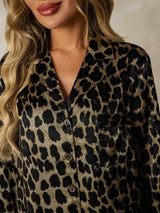 [Leopard] SilkSilky-AU Long Sleeve Notch Collar Nightshirt 005
