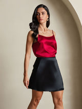 [Wine] SilkSilky-AU 19Momme Stretch Silk Charmeuse Spaghetti Strap Scoop Neck Camisole 006