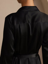 [Black] SilkSilky-AU Long Sleeve Lapel Collar Dress 004