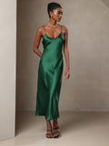 SilkSilky-AU Pure Silk Sleeveless Round Neck Dress Green 005