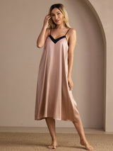 [Tuscany] SilkSilky-AU Spaghetti Strap V Neck Nightgown 005