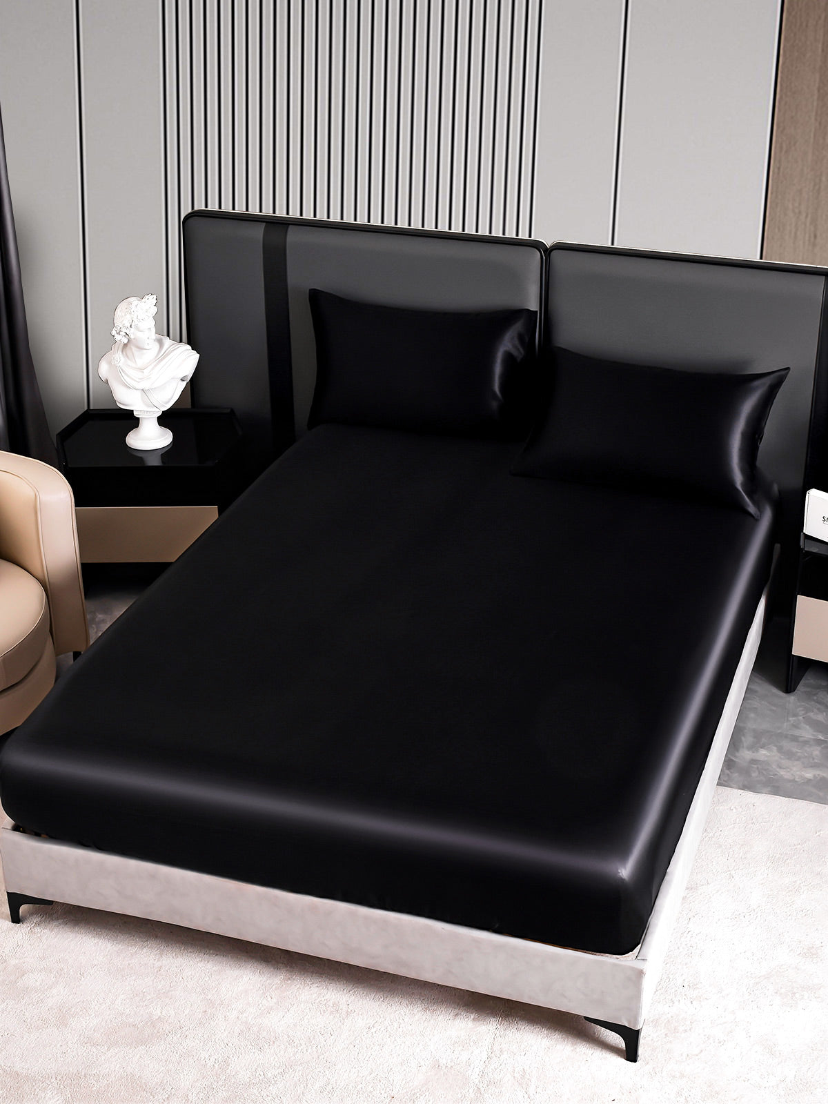 [Black] SilkSilky-AU 22Momme Bedding Set 005