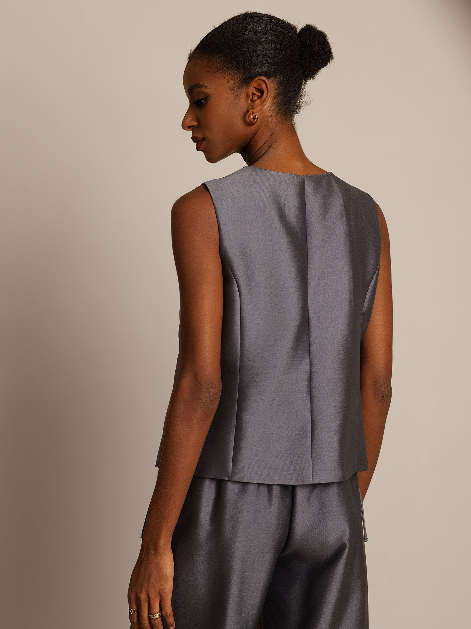 [Gray] SilkSilky-AU 32Momme Wool Womens Vest 002,