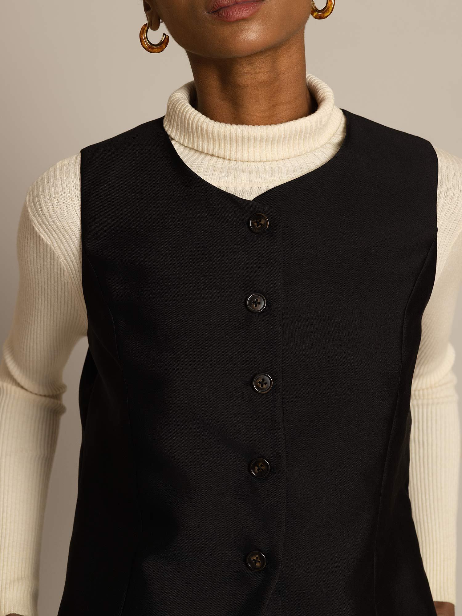 [Black] SilkSilky-AU 32Momme Wool Womens Vest 003,