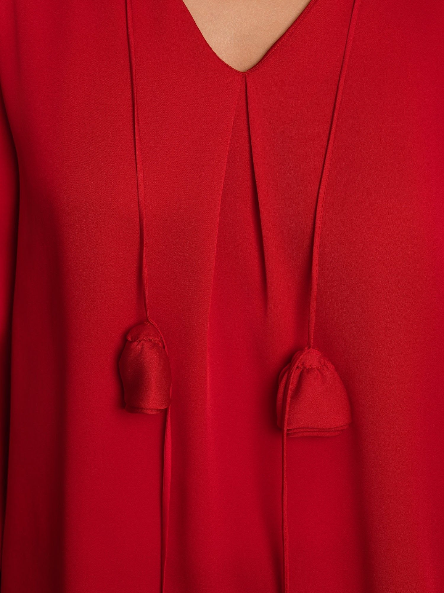 [Wine] SilkSilky-AU 19Momme Stretch Silk Double Georgette Long Sleeve V Neck Blouse 004