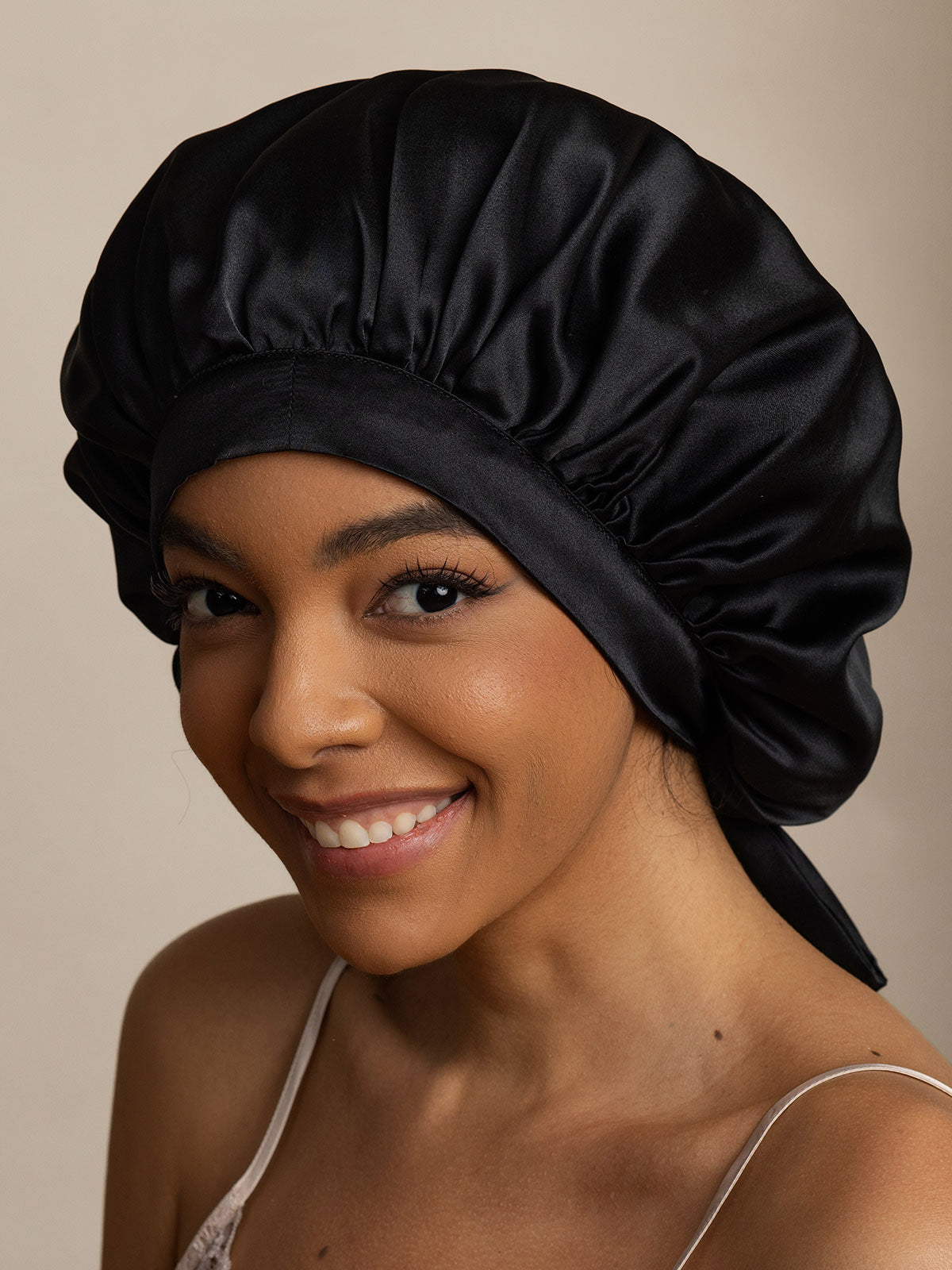 SilkSilky-AU Pure Silk Sleep Cap Black 004