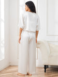 SilkSilky AU Pure Silk Half Sleeve Womens Pajamas White 002