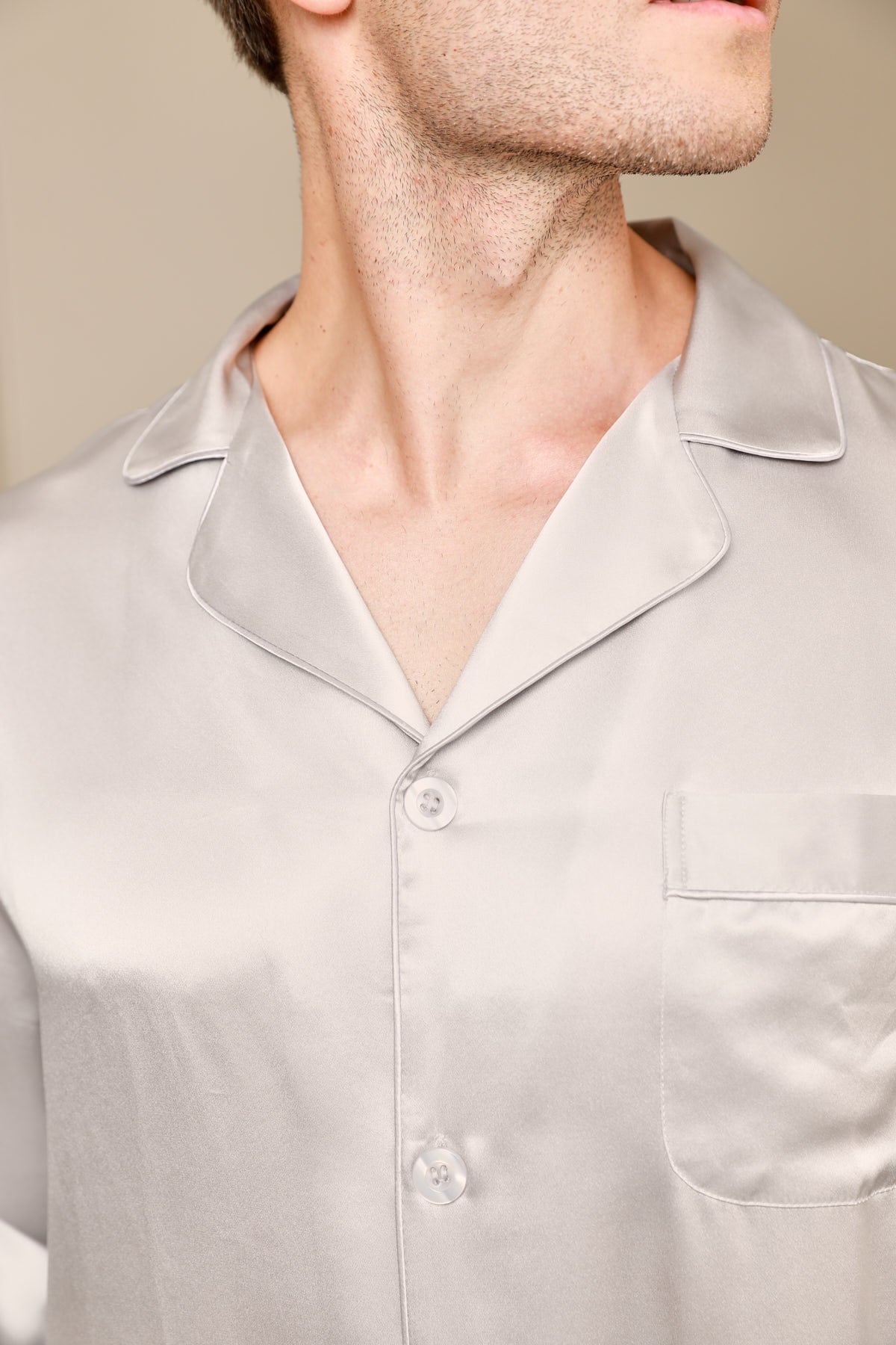 [Gray] SilkSilky-AU 19Momme Pure Silk Mens Pajamas 006