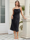 SilkSilky AU Silk Sleeveless Cowl Neck Dress Black 003