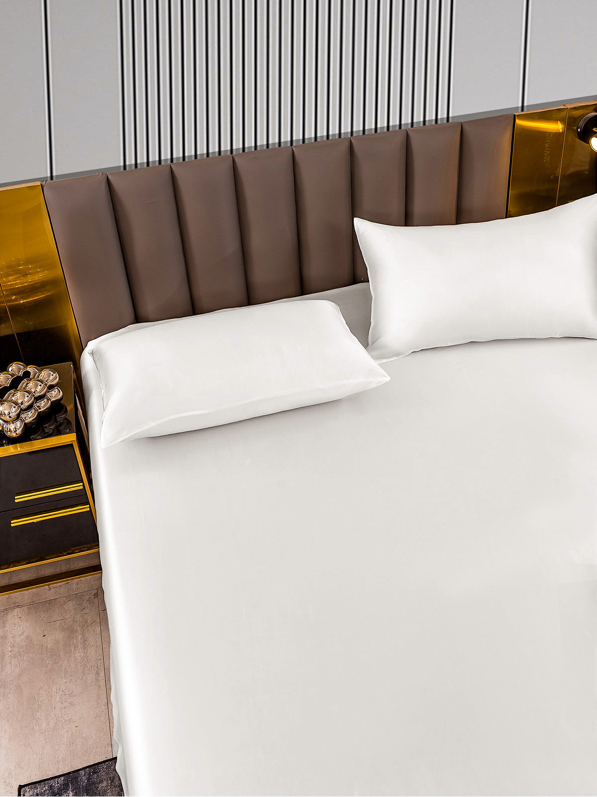 [White] SilkSilky-AU 22Momme Bedding Set 005