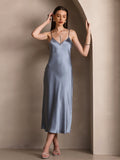 SilkSilky-AU Pure Silk Sleeveless Round Neck Dress GrayishBlue 006