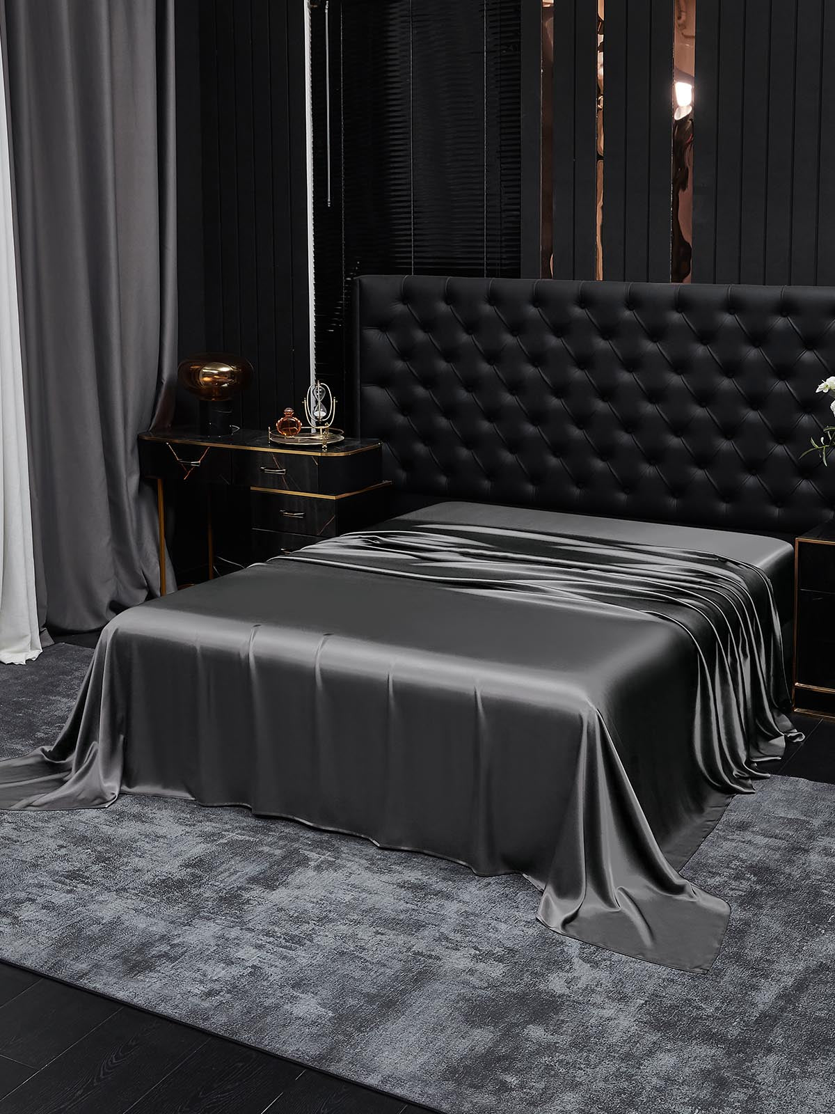 [Dark Gray] SilkSilky-AU 19Momme Pure Silk Sheet 001