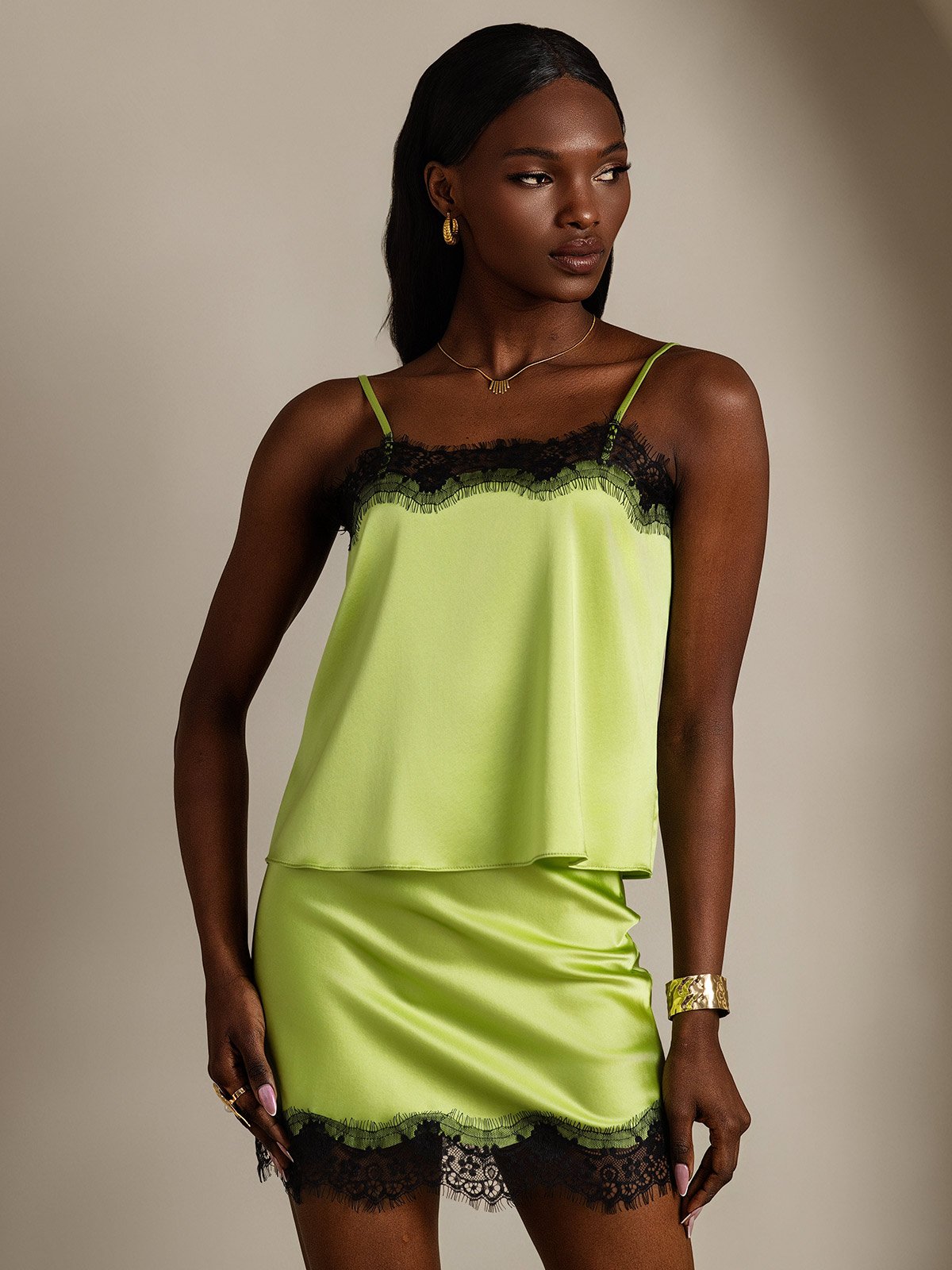 SilkSilky-AU 19Momme Silk Camisole Set MintGreen 001