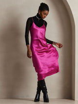 [Rose Red] SilkSilky-AU Sleeveless V Neck Dress 004