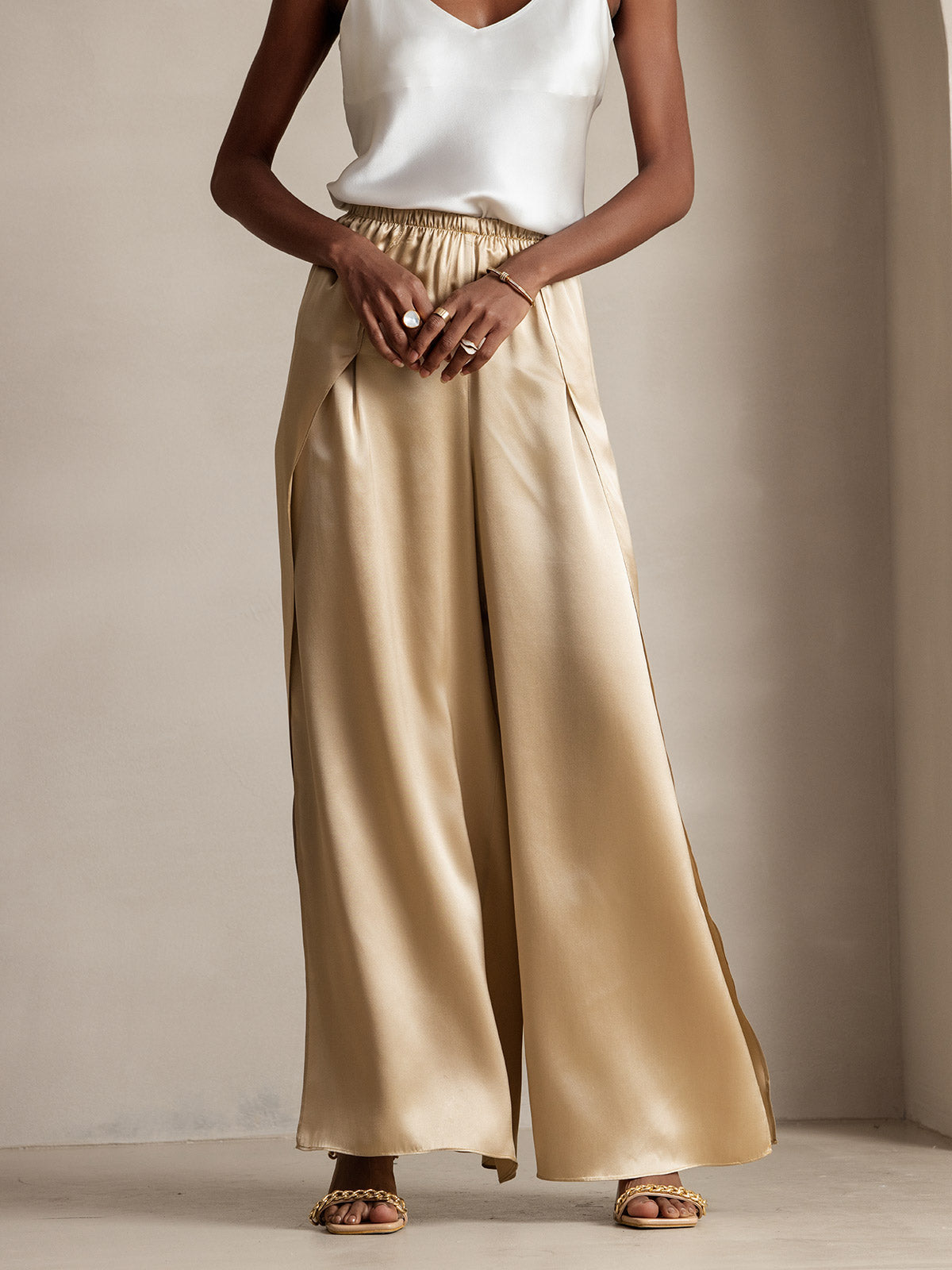 [Champagne] SilkSilky-AU 19Momme Silk Split Women's Pants 003