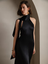 [Black] SilkSilky-AU Sleeveless Tie Neck Dress 003