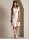 SilkSilky-AU Pure Silk Sleeveless V Neck Dress Pink 005