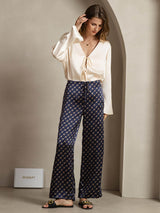 [Navy Chain] SilkSilky-AU 19Momme Silk Womens Pants 003