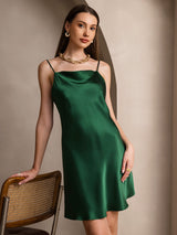 [Green] SilkSilky-AU Spaghetti Strap Cowl Neck Dress 004