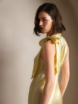 [Light Yellow] SilkSilky-AU Sleeveless Tie Neck Dress 002