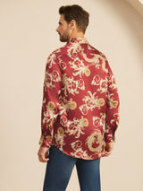 [Wine Dragon] SilkSilky-AU Long Sleeve Lapel Collar Men's Shirt 002