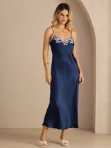 [Blue] SilkSilky-AU Spaghetti Strap V Neck Dress 005