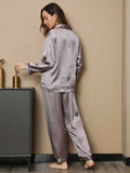 SilkSilky AU Pure Silk Long Sleeve Lapel Women's Pyjamas Gray 002