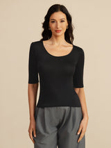 [Black] SilkSilky-AU Half Sleeve Women's T-Shirt 003