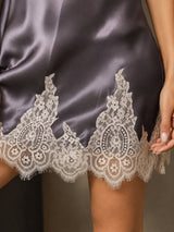 [Purple Gray] SilkSilky-AU Sleeveless V Neck Nightgown 004
