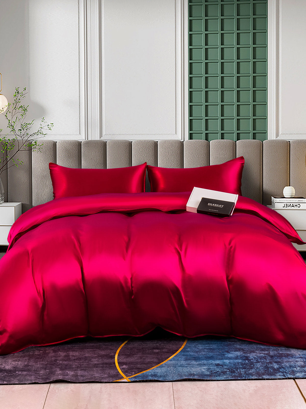 SilkSilky AU 25Momme Pure Silk Bedding Set Wine 002