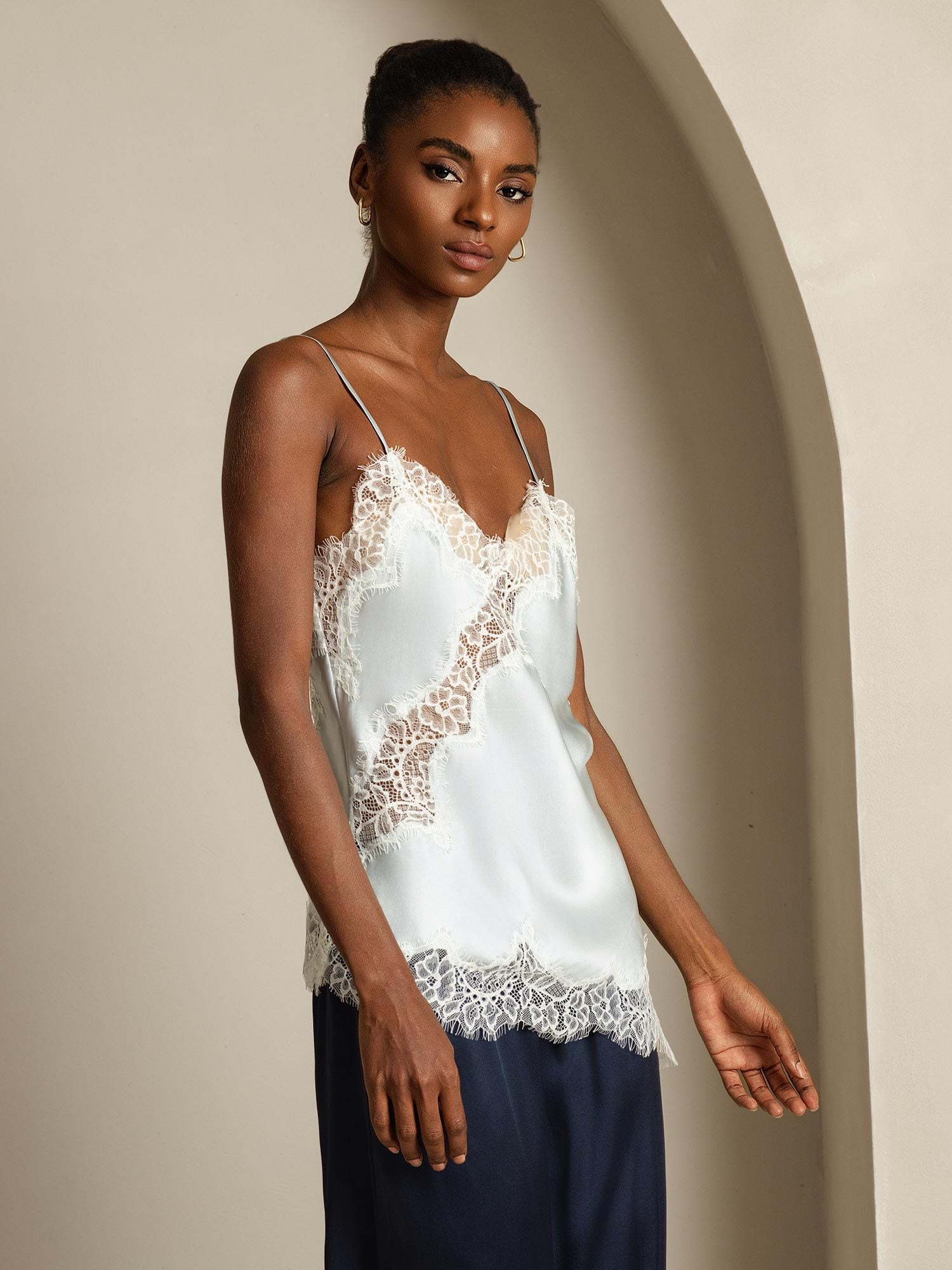 [LightBlue] SilkSilky-AU Pure Silk Camisoles 003