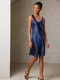 SilkSilky AU Pure Silk Sleeveless Round Neck Dress DarkBlue 006