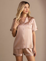 [Tuscany] SilkSilky-AU Short Sleeve Lapel Collar Women's Pyjamas 001