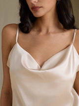 [Beige] SilkSilky-AU Spaghetti Strap Cowl Neck Camisole 004