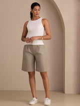 [White] SilkSilky-AU Sleeveless Round Neck Camisole 007
