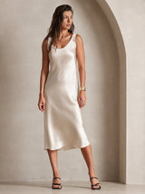 [Beige] SilkSilky-AU Sleeveless Dress 005