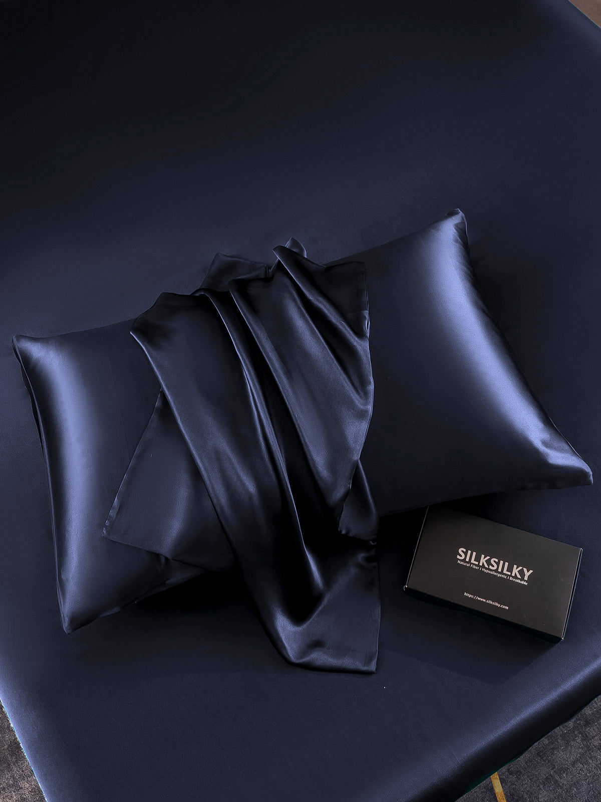 SilkSilky AU 22Momme Pure Silk Pillowcase DarkBlue 005