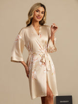 [Champagne] SilkSilky-AU 3/4 Sleeve Women's Dressing Gown 004