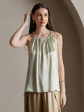 SilkSilky-AU 19Momme Silk Sleeveless Round Neck Camisole LightGreen 001