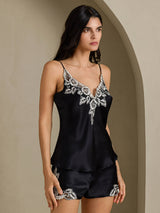 [Black] SilkSilky-AU Sleeveless V Neck Camisole Set 005
