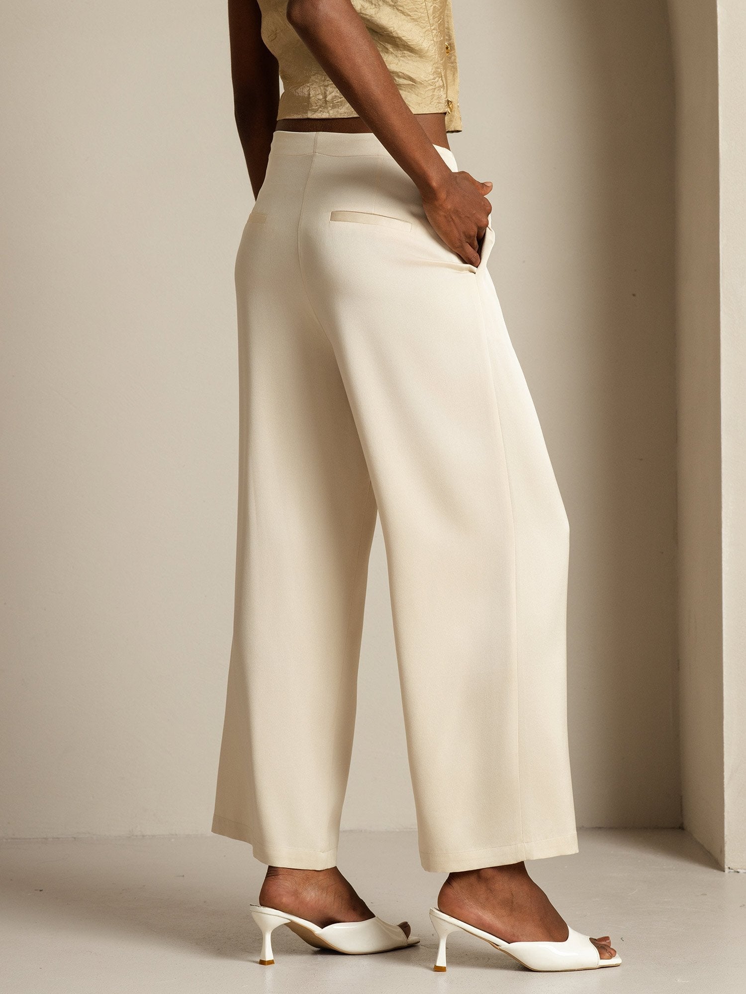 [Beige] SilkSilky-AU 19Momme Silk Womens Pants 006