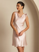 [Pink] SilkSilky-AU Sleeveless Cowl Neck Dress 007