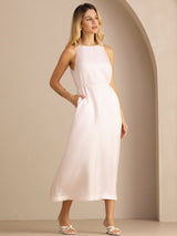 [Light Pink] SilkSilky-AU Sleeveless Crew Neck Dress 003