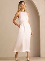[Light Pink] SilkSilky-AU Sleeveless Crew Neck Dress 003
