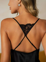 [Black] SilkSilky-AU Sleeveless Deep V Neck Nightgown 005