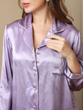 SilkSilky AU Pure Silk Long Sleeve Lapel Women's Pyjamas Lavender 007